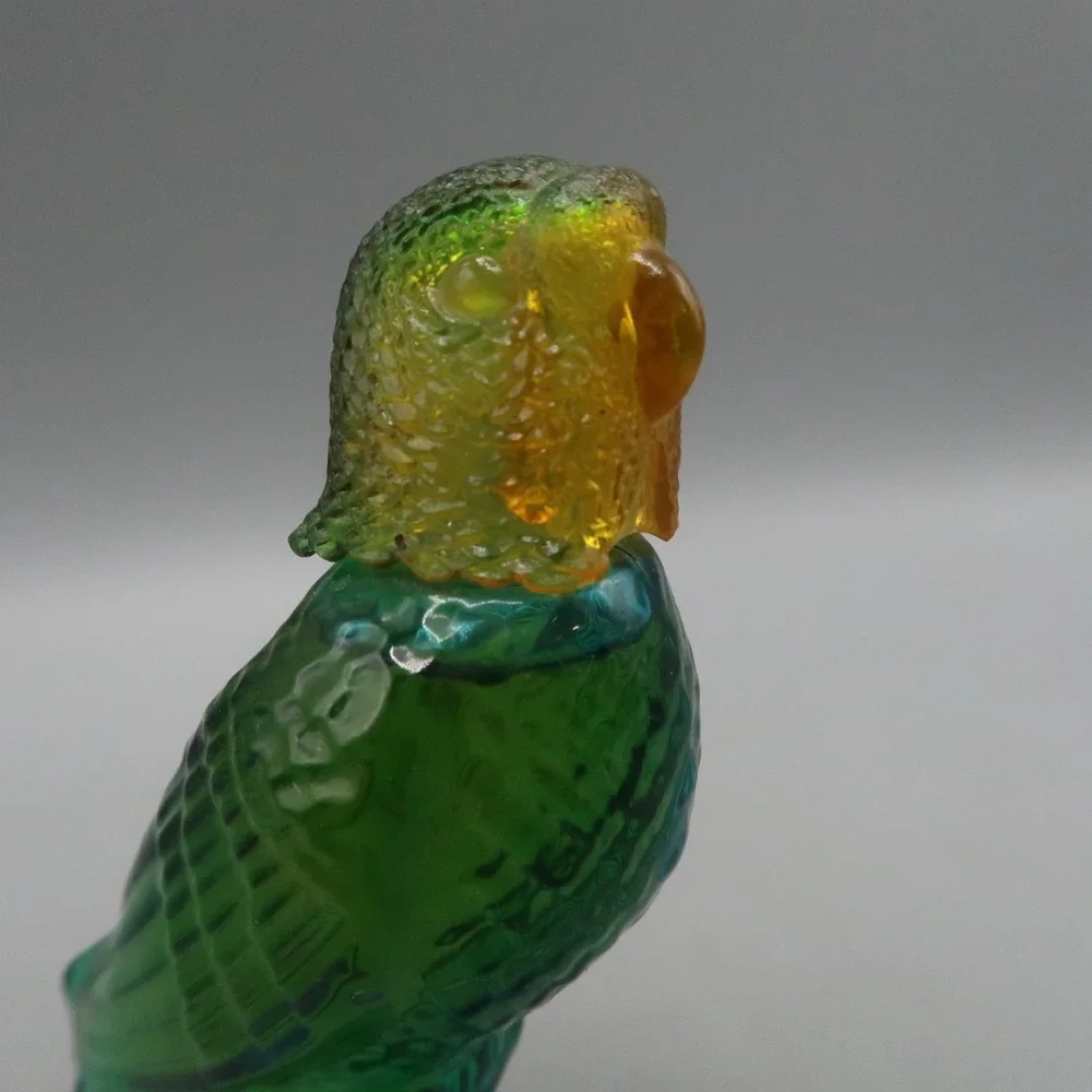 Vintage Avon Island Parakeet Glass Cologne Bottle Blue Green Bird 5